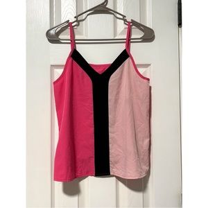 Colorblock Pink Black Women's Top spaghetti strap tank summer size xs preppy